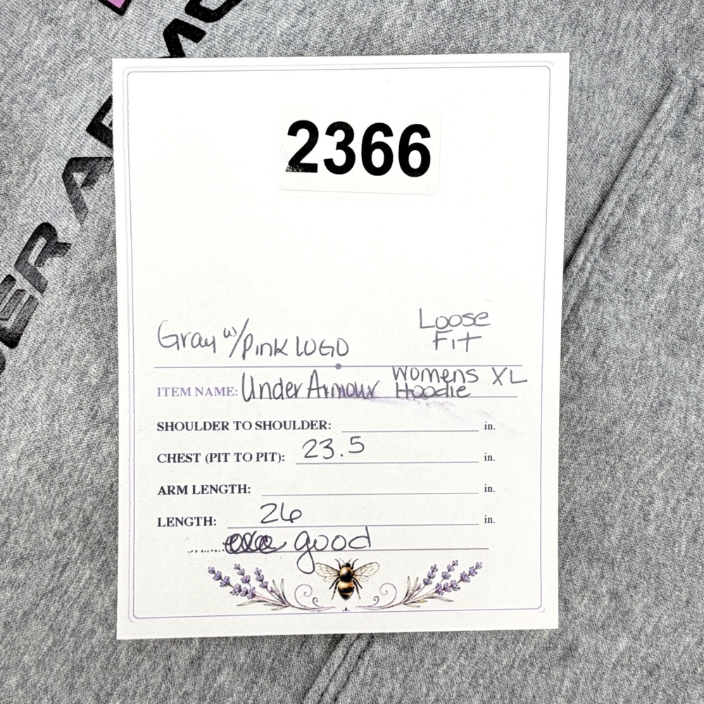 Under Armour Hoodie Womens XL Gray Pink Logo Good Loose Fit Pullover Sweatshirt - Picture 8 of 8